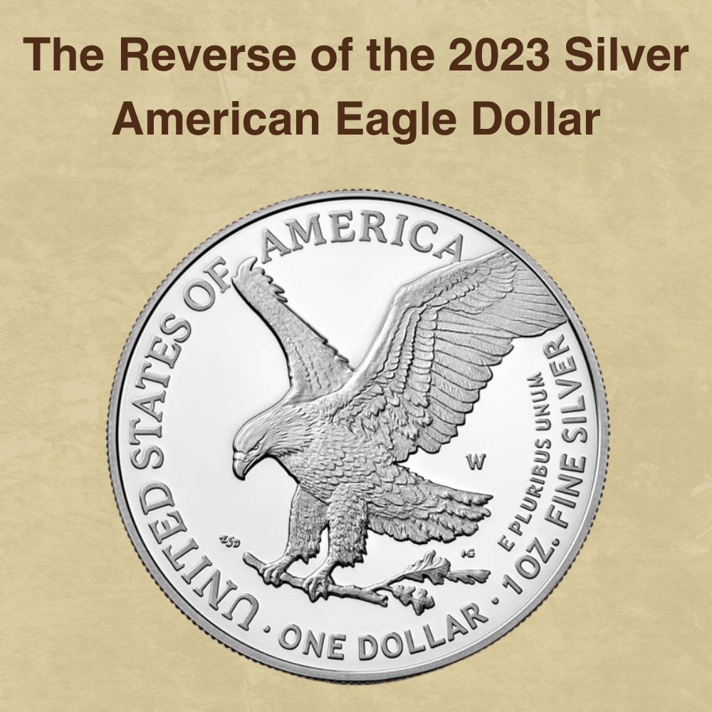 The Reverse of the 2023 Silver American Eagle Dollar