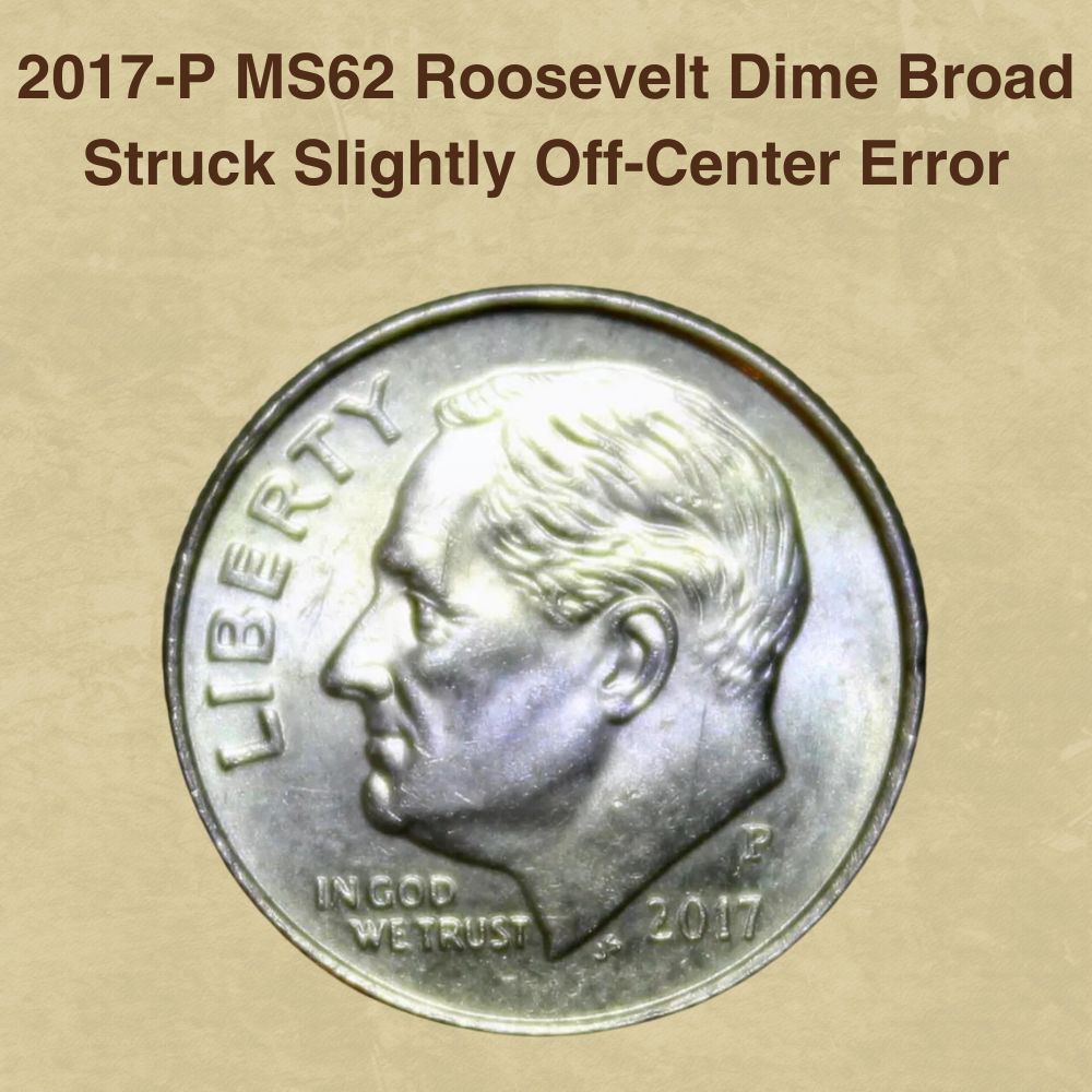 2017-P MS62 Roosevelt Dime Broad Struck Slightly Off-Center Error