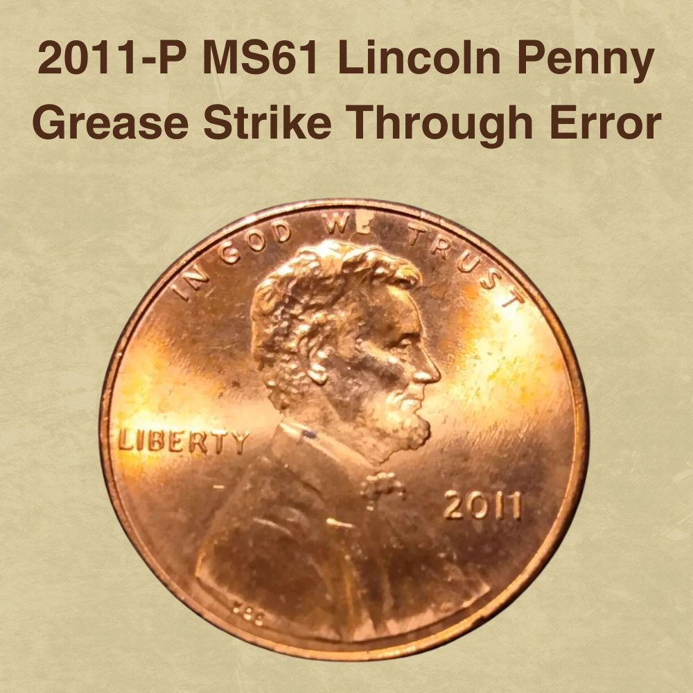 2011-P MS61 Lincoln Penny Grease Strike Through Error