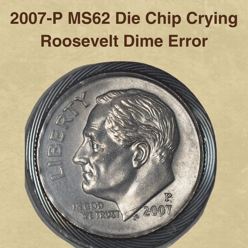 2007-P MS62 Die Chip Crying Roosevelt Dime Error