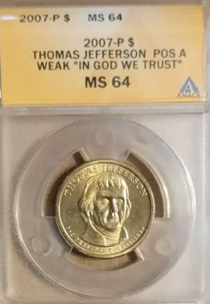 2007-P MS64 Jefferson Nickel Weak Edge Lettering Error