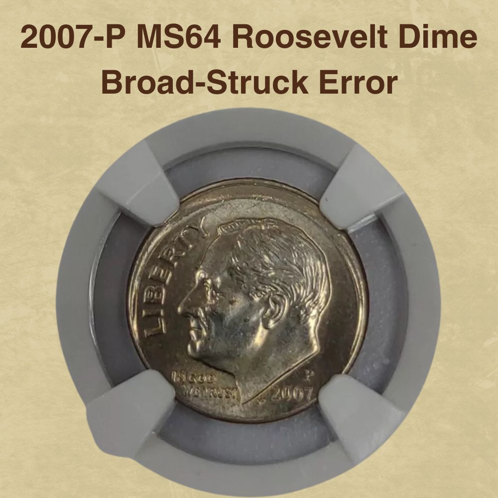 2007-P MS64 Roosevelt Dime Broad-Struck Error