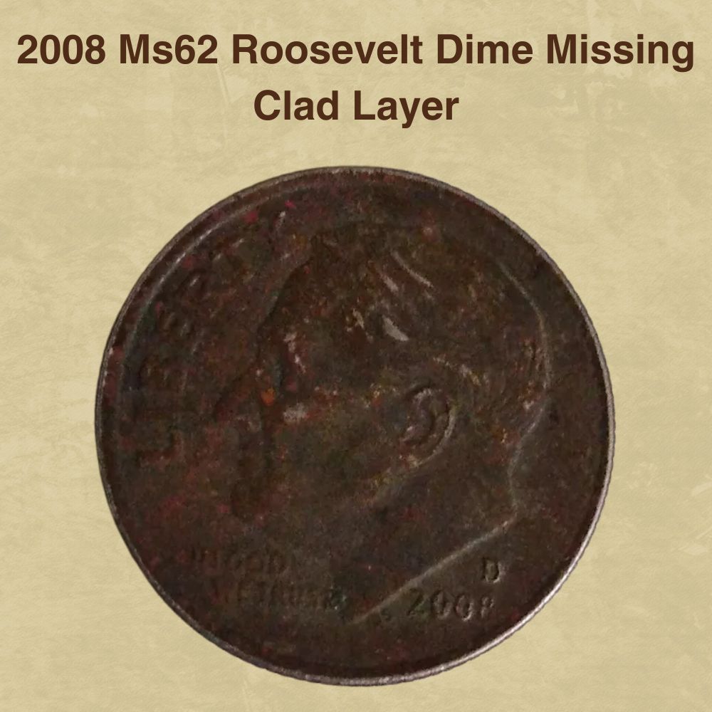 2008 Ms62 Roosevelt Dime Missing Clad Layer