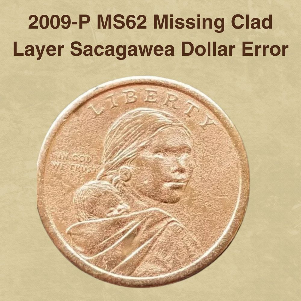 2009-P MS62 Missing Clad Layer Sacagawea Dollar Error