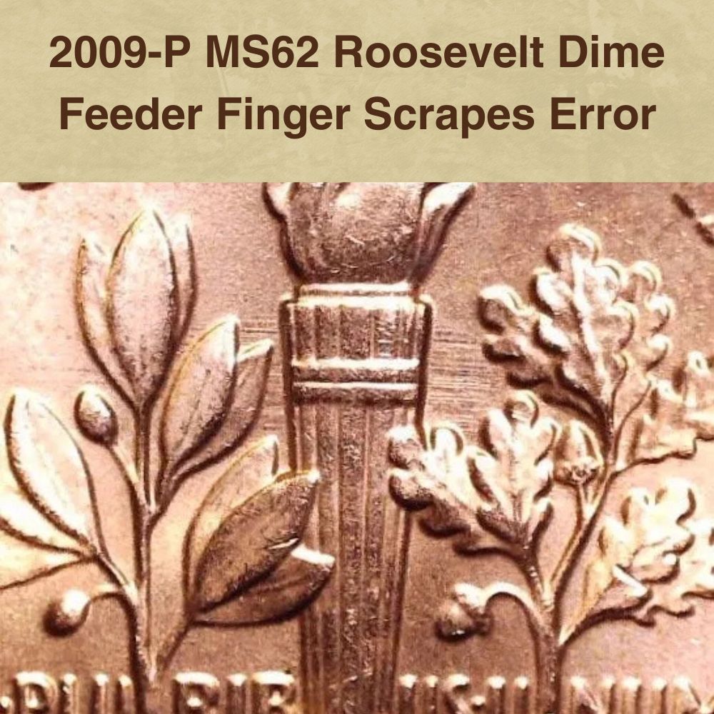 2009-P MS62 Roosevelt Dime Feeder Finger Scrapes Error