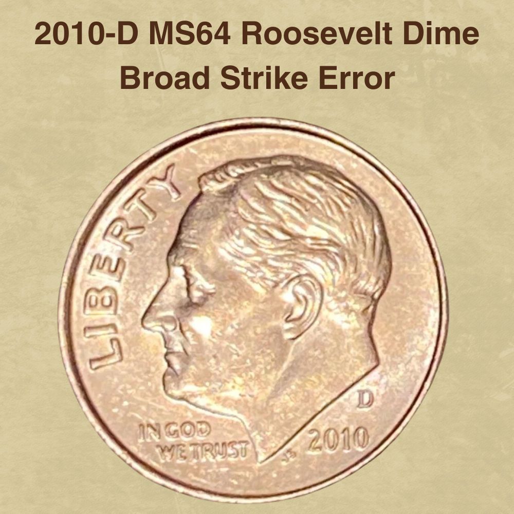 2010-D MS64 Roosevelt Dime Broad Strike Error