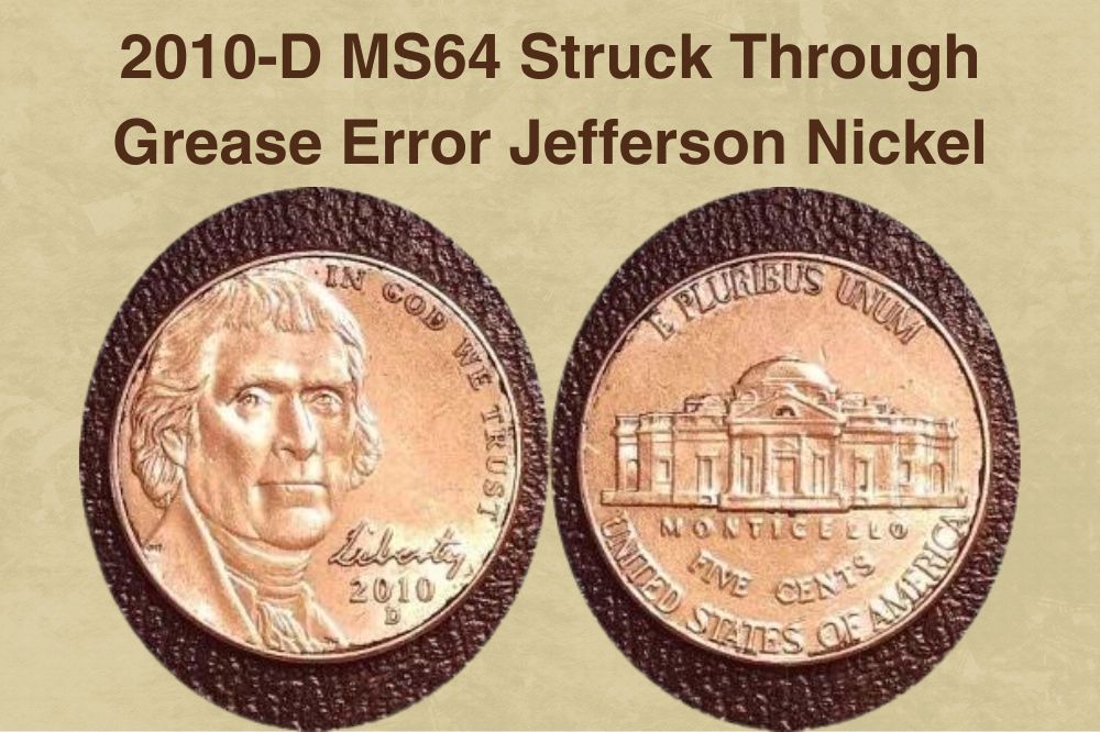 2010-D MS64 Struck Through Grease Error Jefferson Nickel