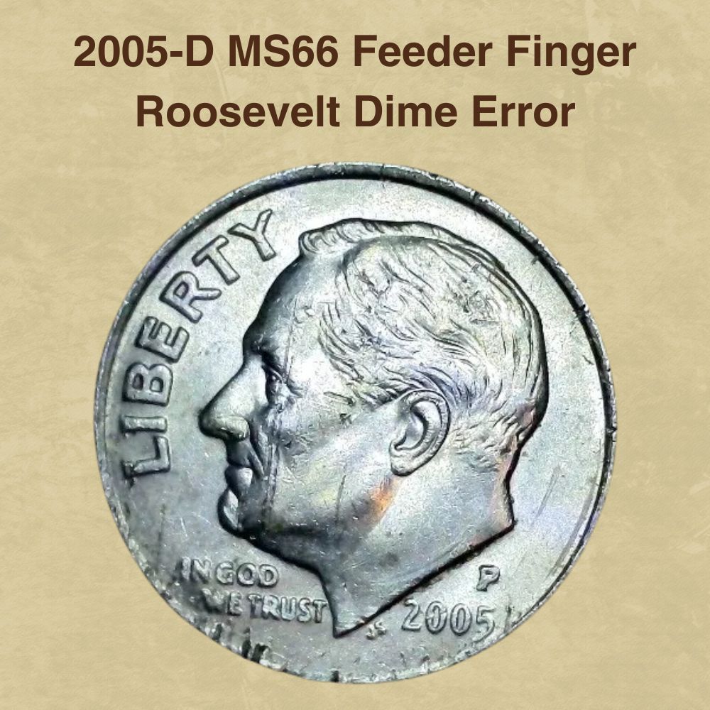 2005-D MS66 Feeder Finger Roosevelt Dime Error