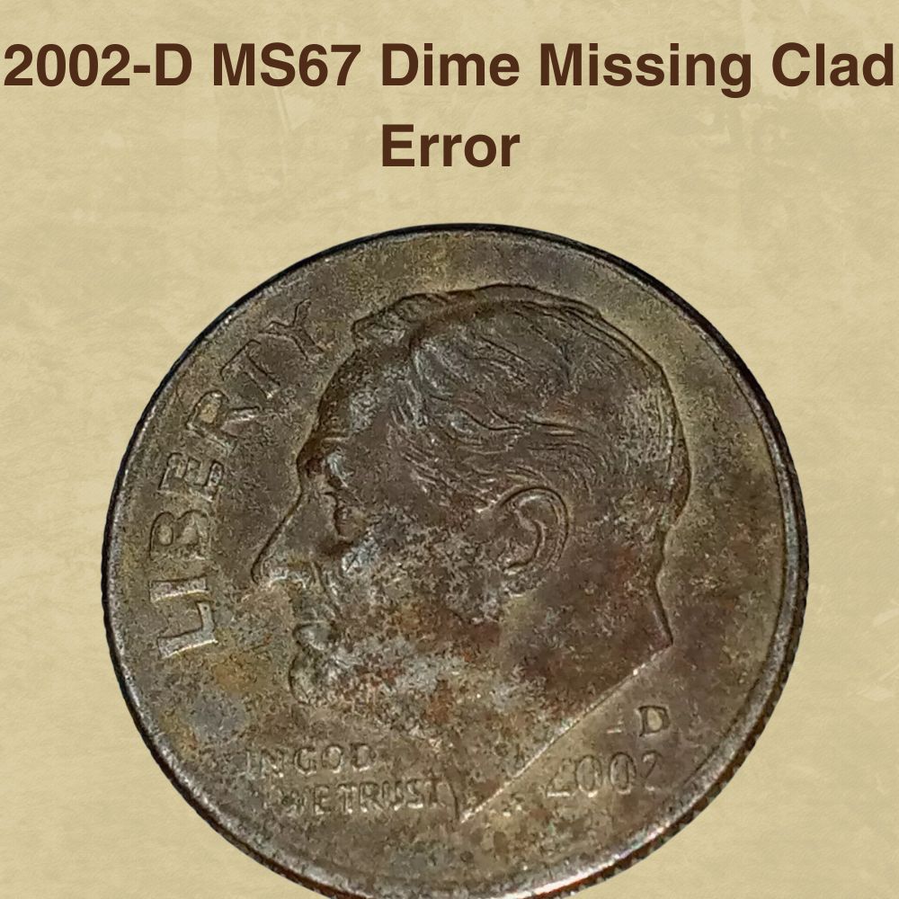 2002-D MS67 Dime Missing Clad Error
