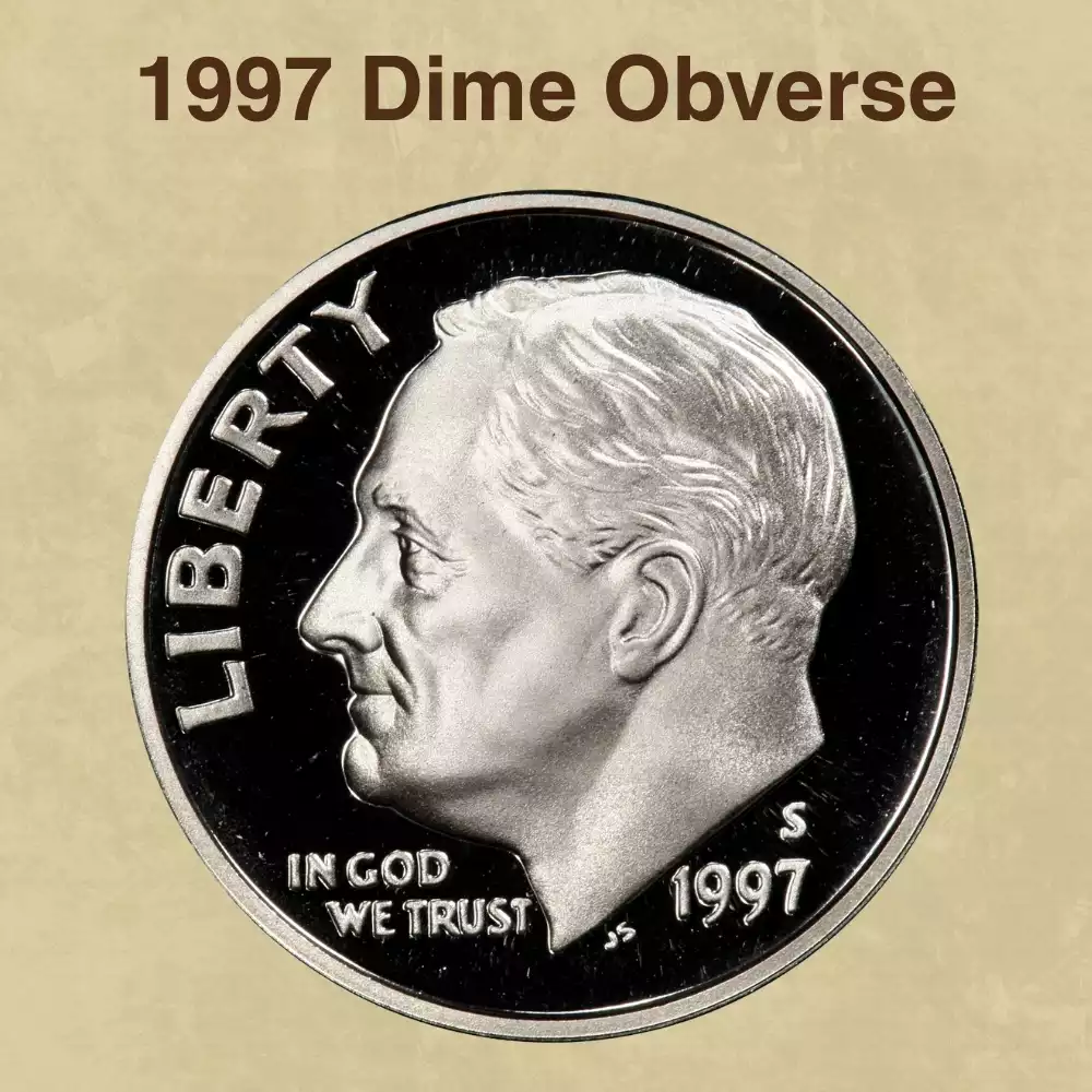 The Obverse of the 1997 Dime