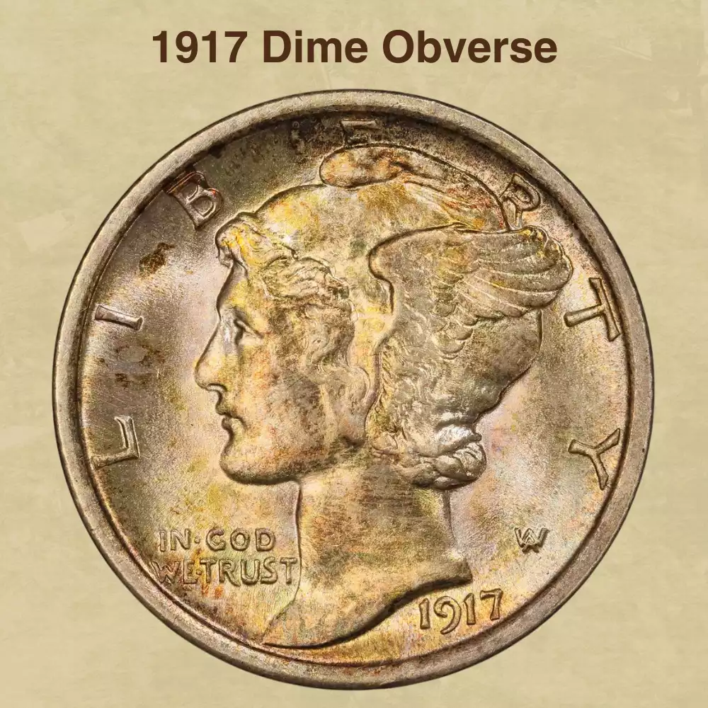 The Obverse Of The 1917 Dime